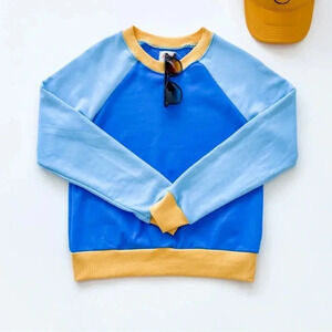 💙 Anthropologie “Warm Fun” Crewneck Sweatshirt‎ – Blue & Yellow (XS) 💛✨